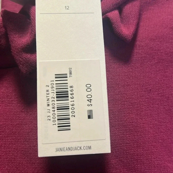 Janie and Jack burgundy FAUX FUR TRIM PONTE TOP girls size 12 - Picture 7 of 7